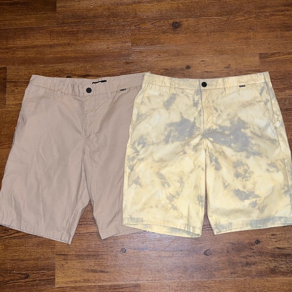 Hurley Nike Dri Fit Cream & Gray Acid Wash Hybrid Flat Front Shorts Mens Size 34 - Picture 11 of 11